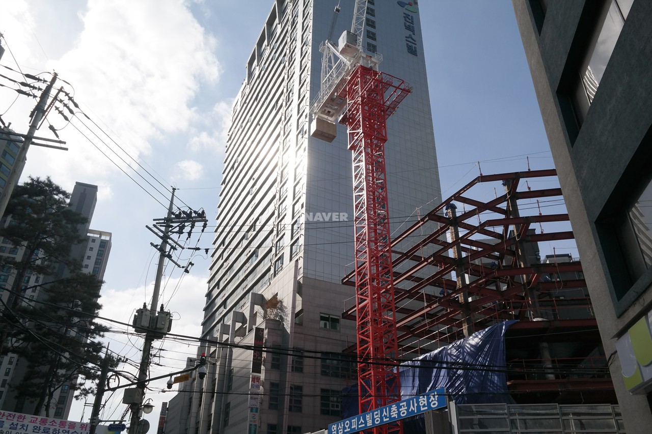 Building entrance with signage