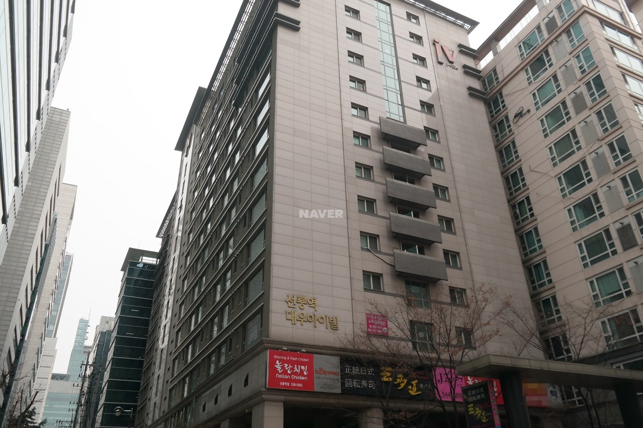 Building entrance with signage