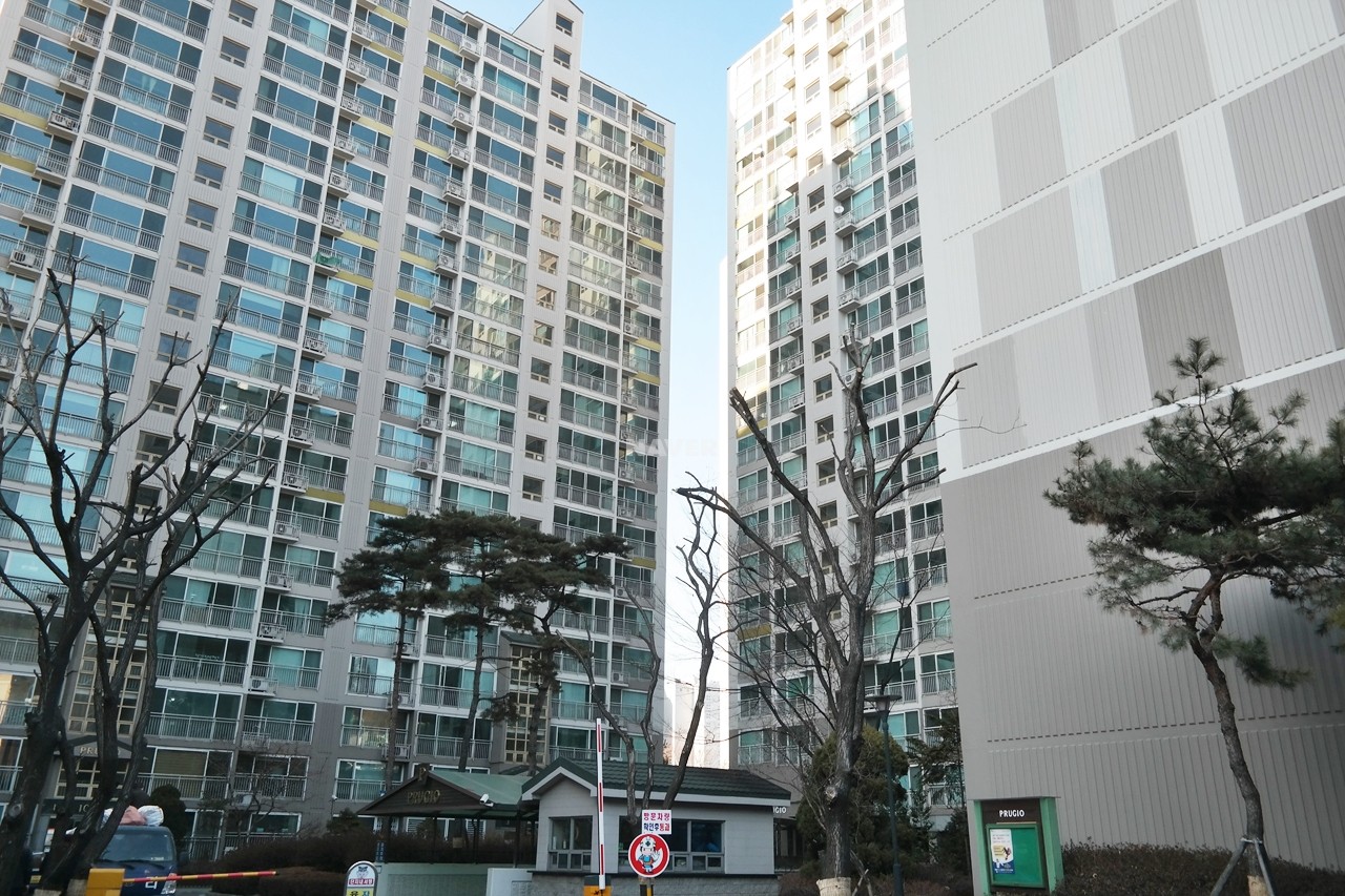 Building entrance with signage