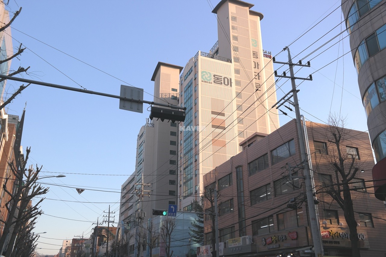 Building entrance with signage