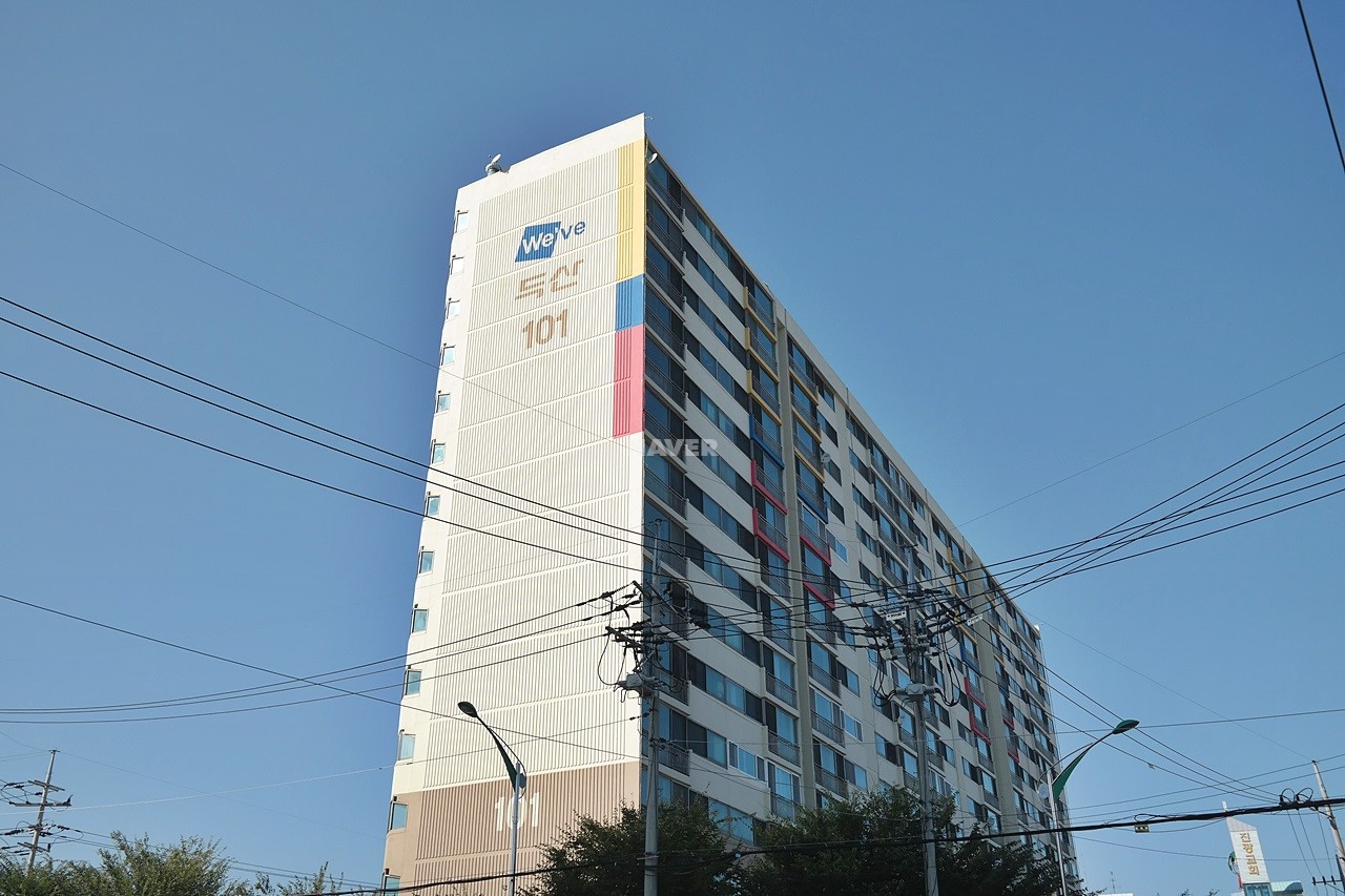 Building entrance with signage