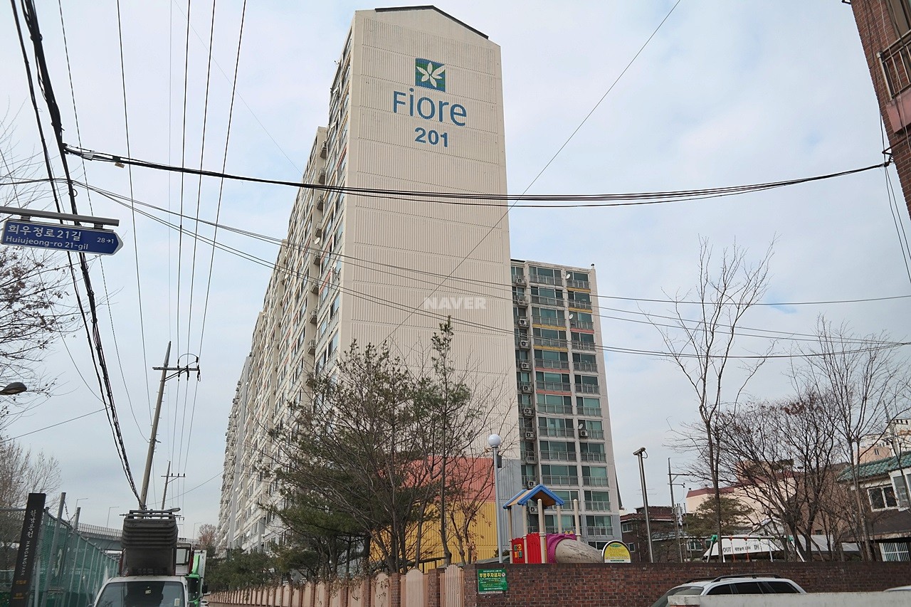 Building entrance with signage