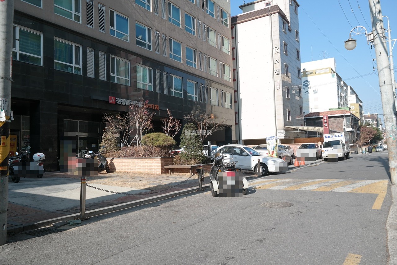 Building entrance with signage