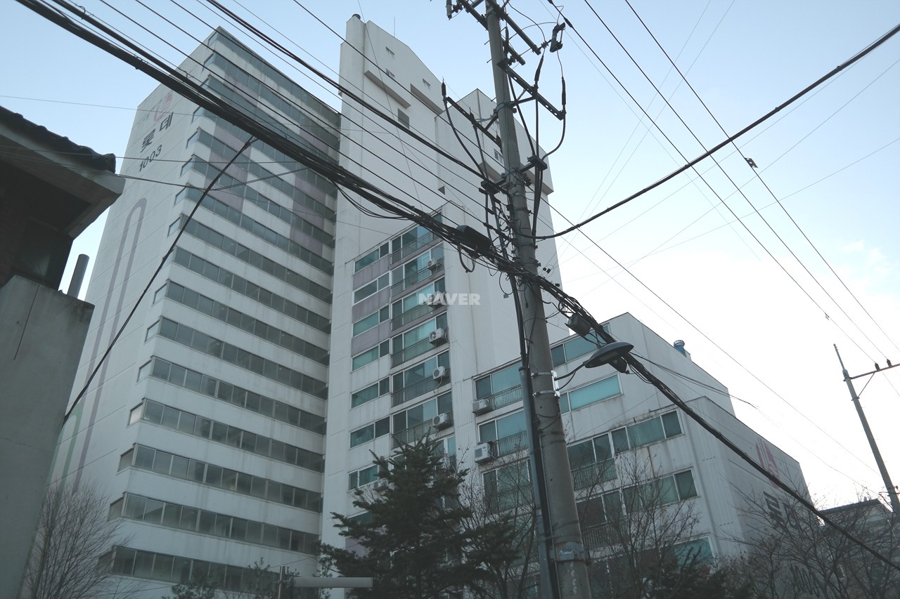Building entrance with signage