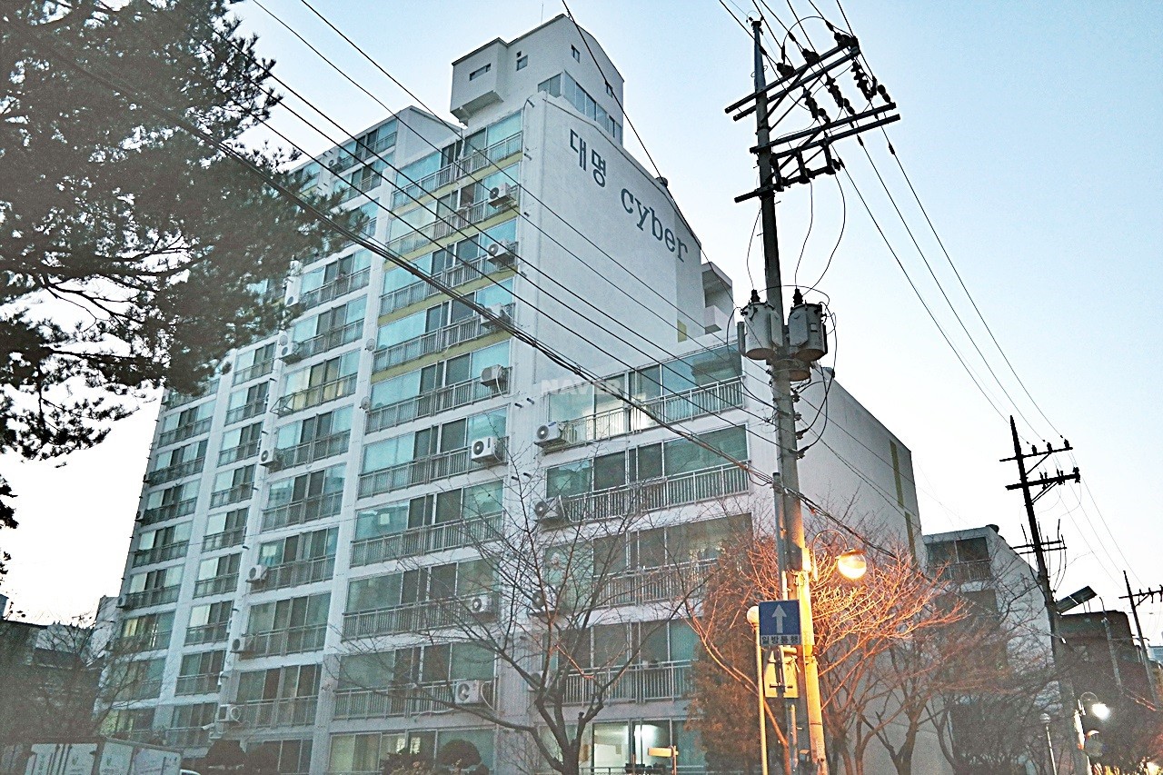 Building entrance with signage