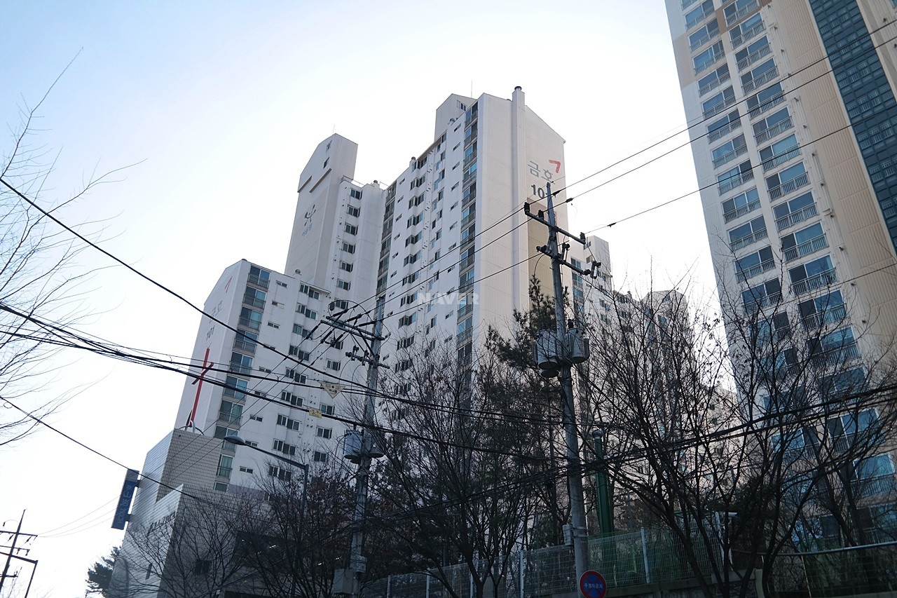 Building entrance with signage