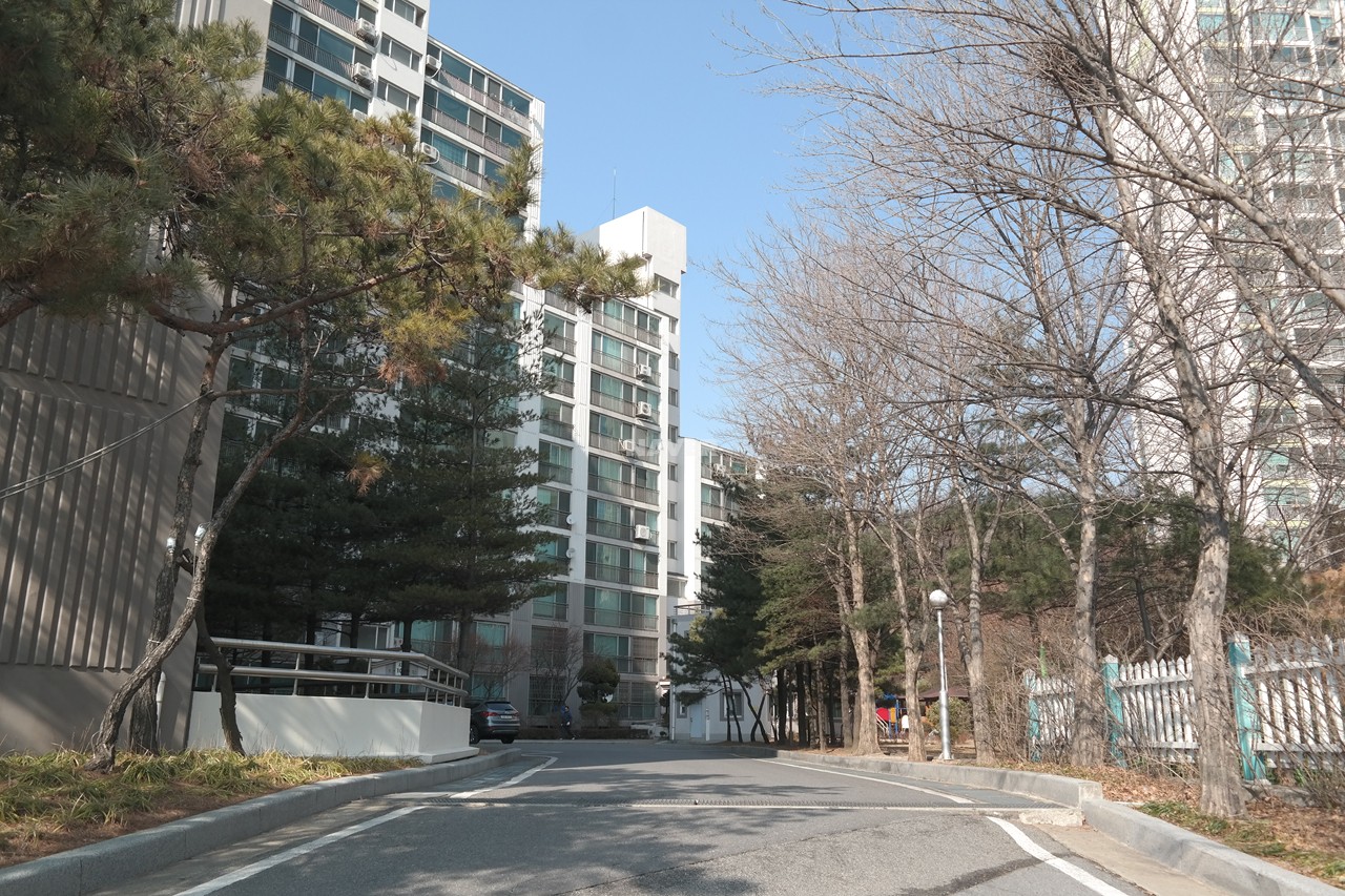 Building entrance with signage