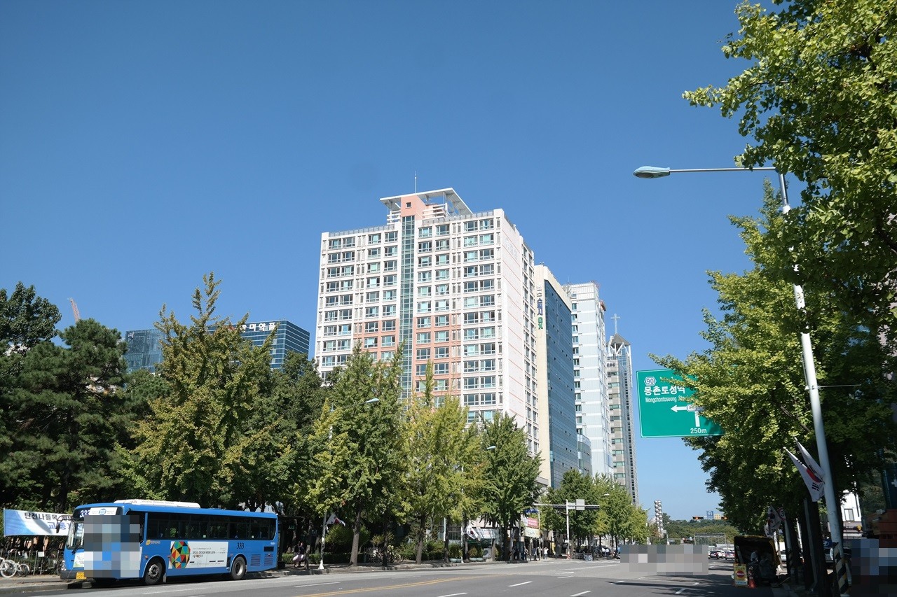 Building entrance with signage