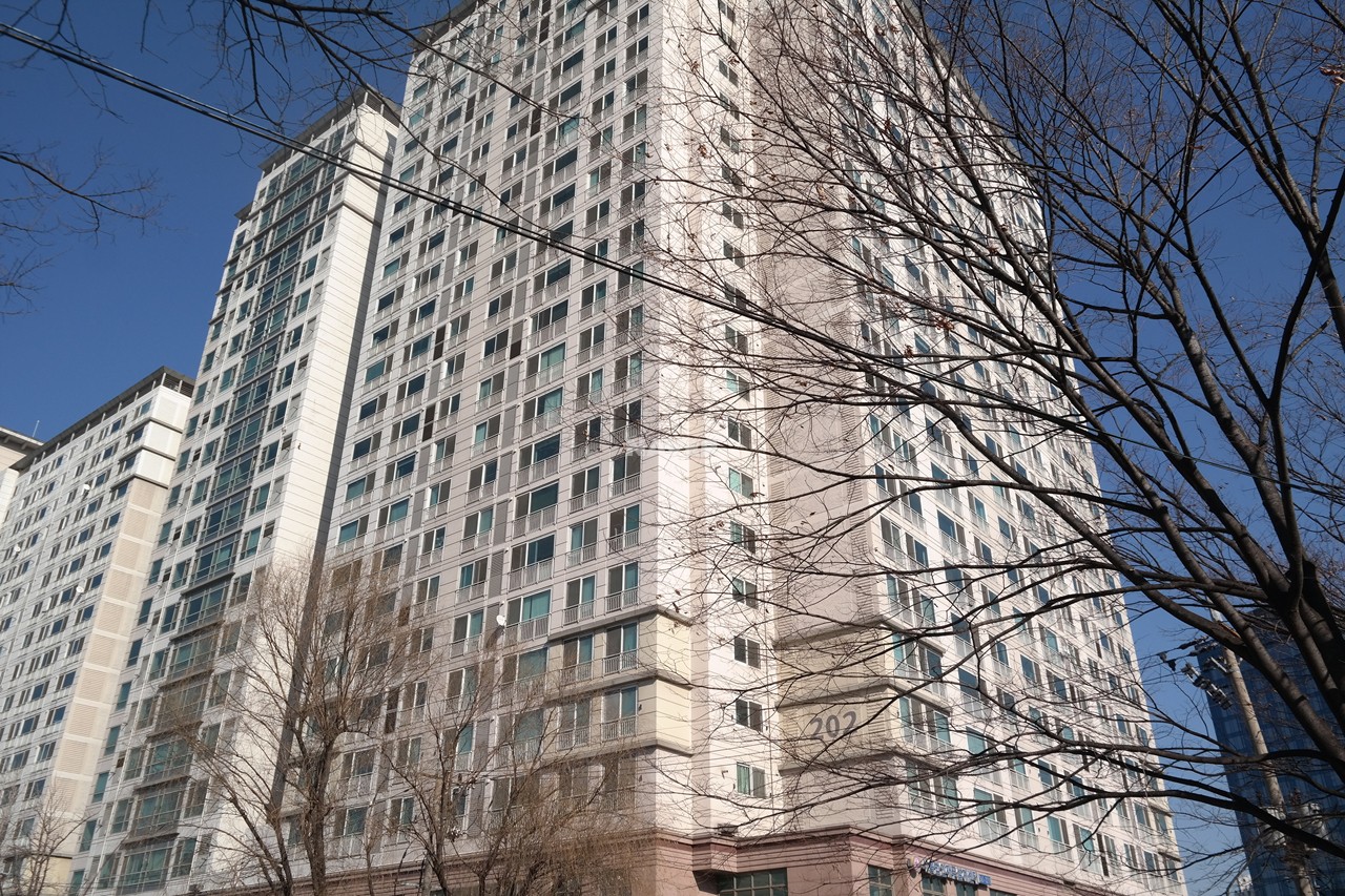 Building entrance with signage