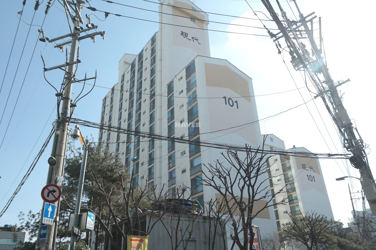Building entrance with signage