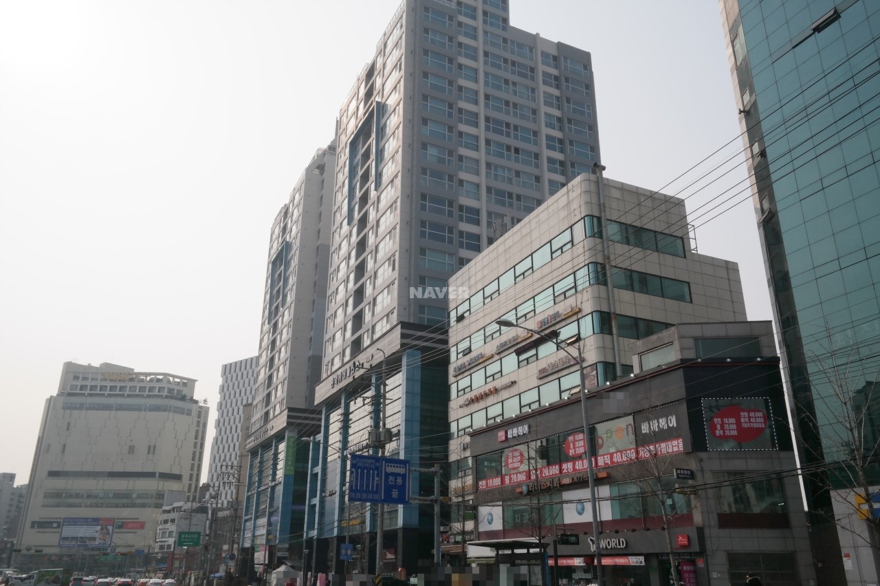 Building entrance with signage