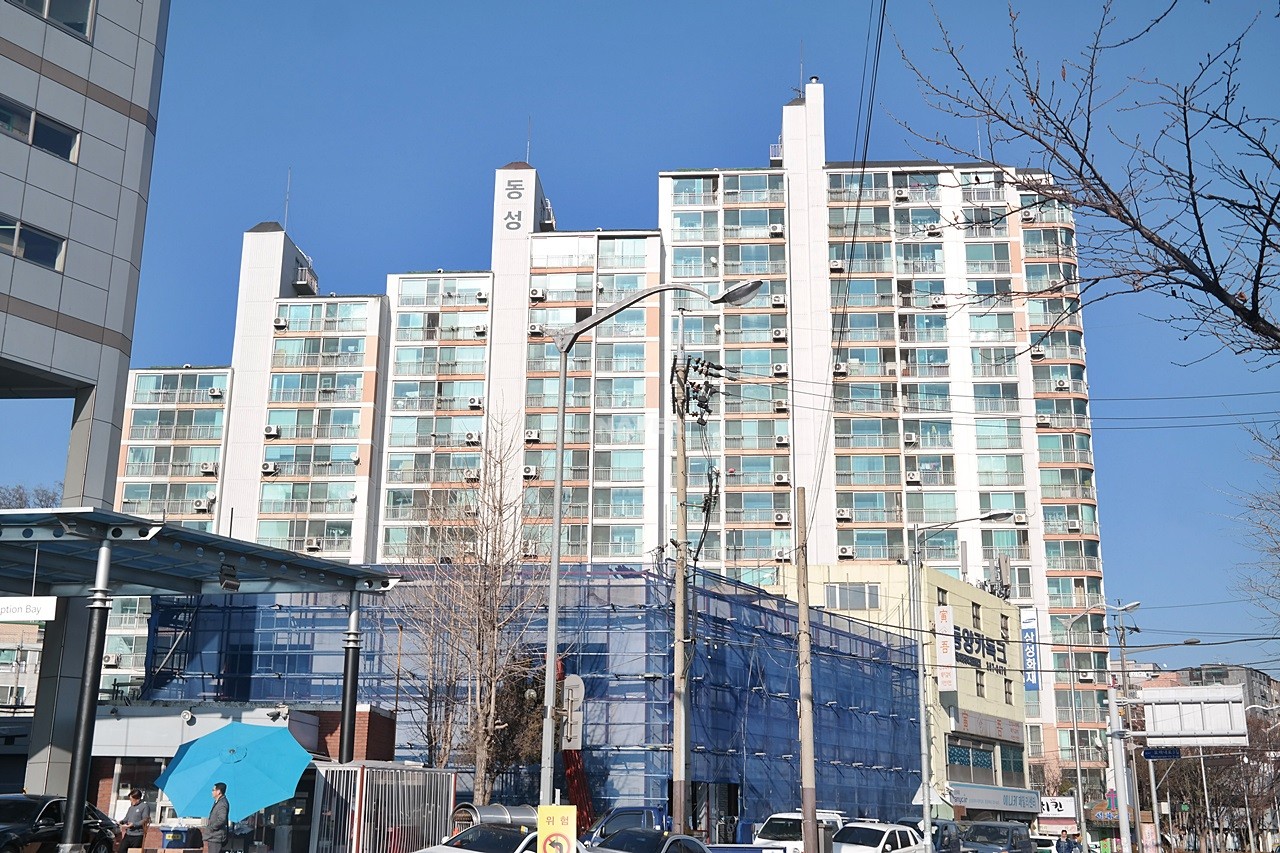 Building entrance with signage
