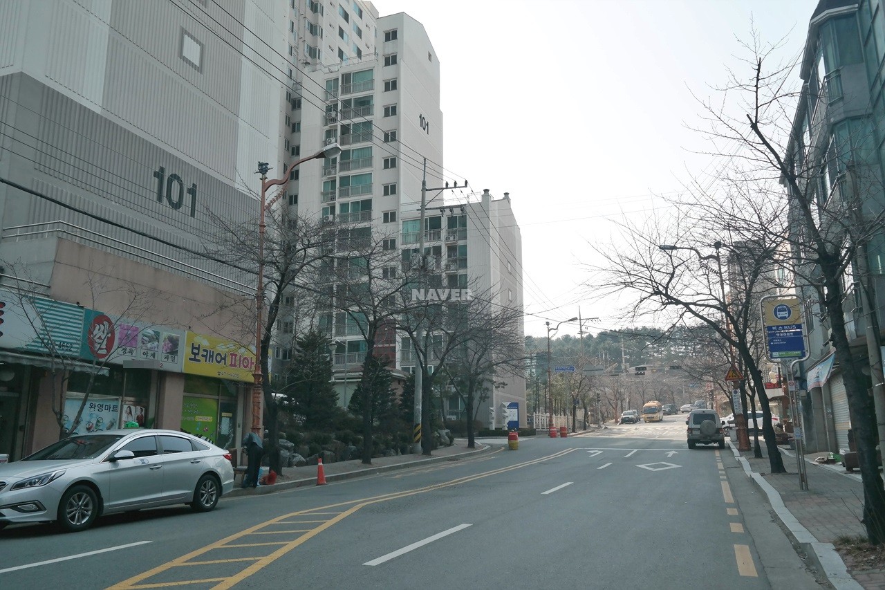 Building entrance with signage