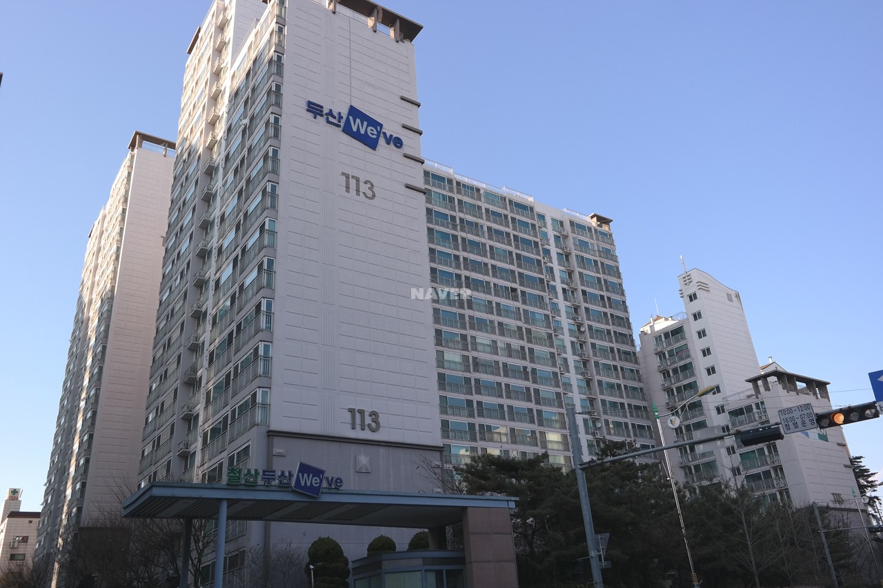 Building entrance with signage