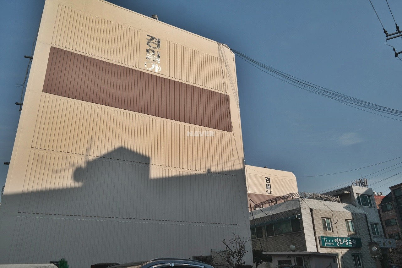 Building entrance with signage