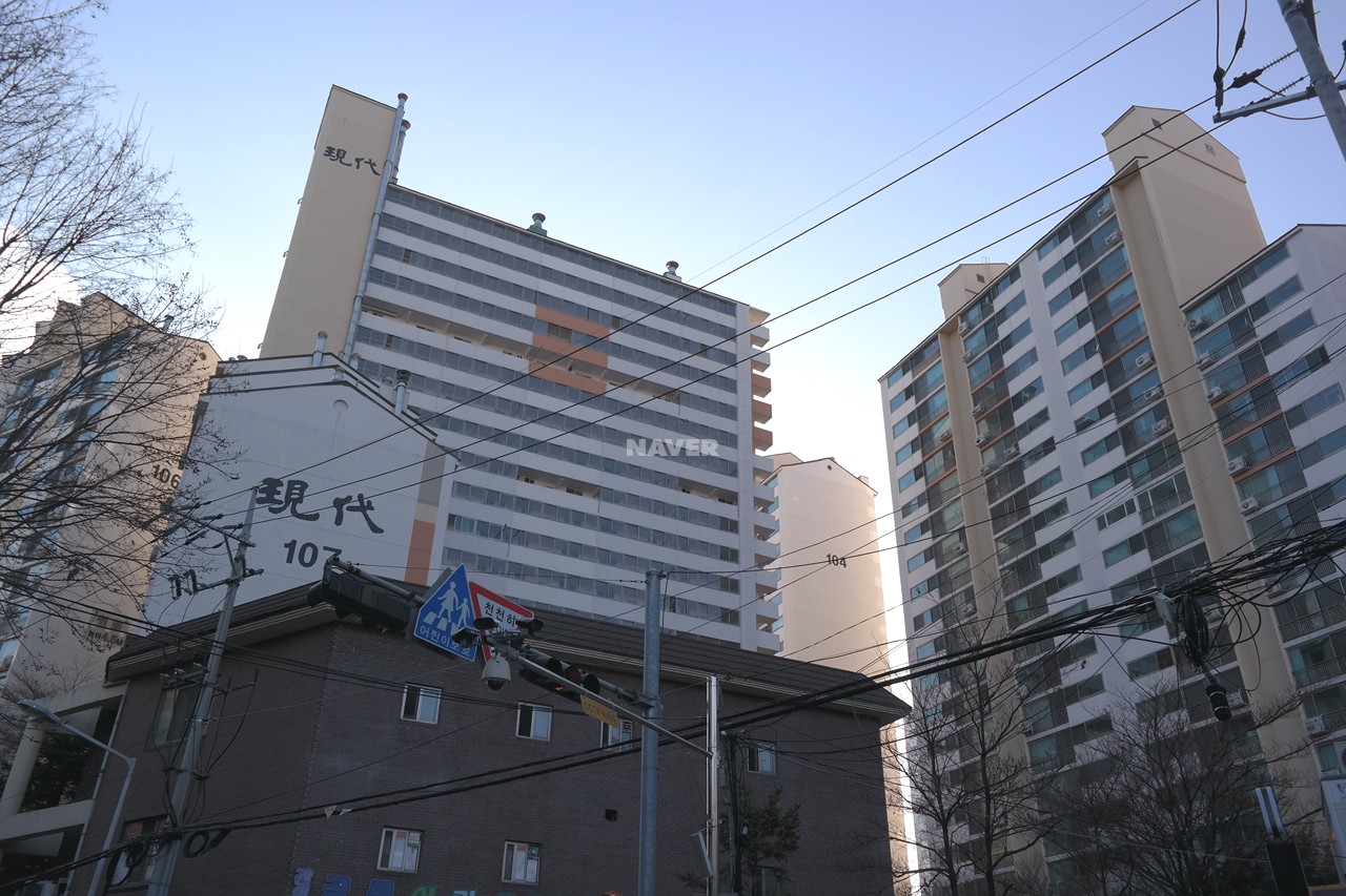 Building entrance with signage