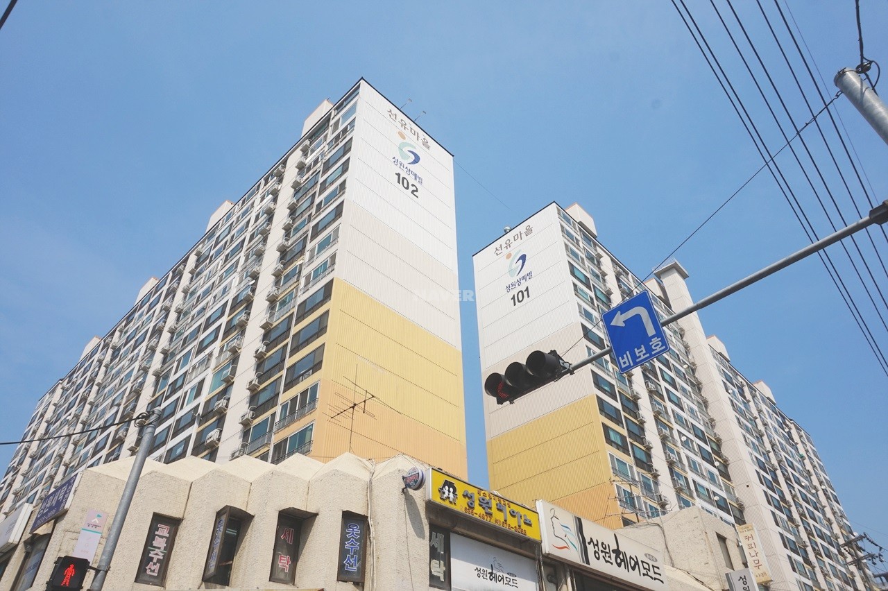 Building entrance with signage