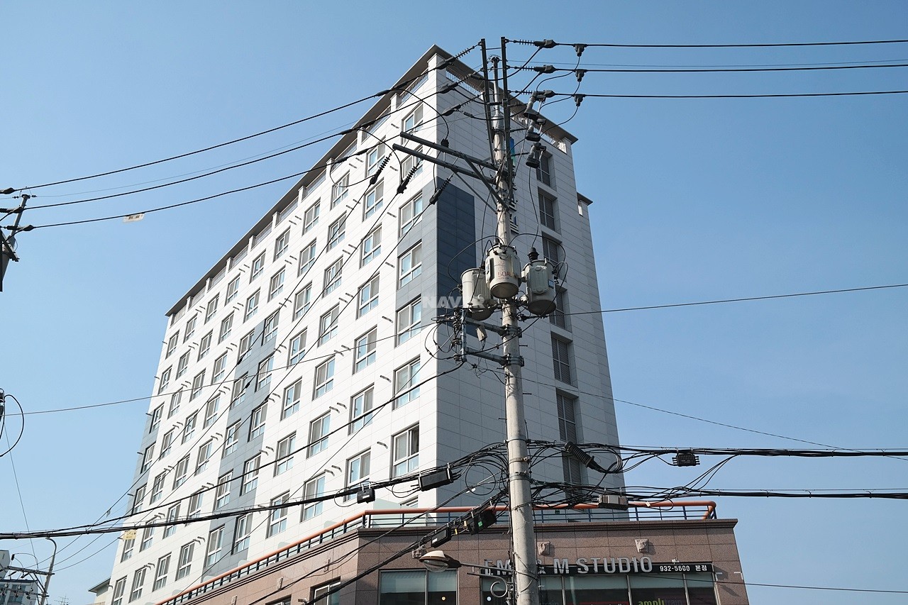 Building entrance with signage