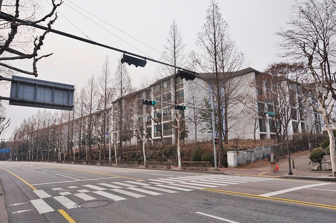Building entrance with signage