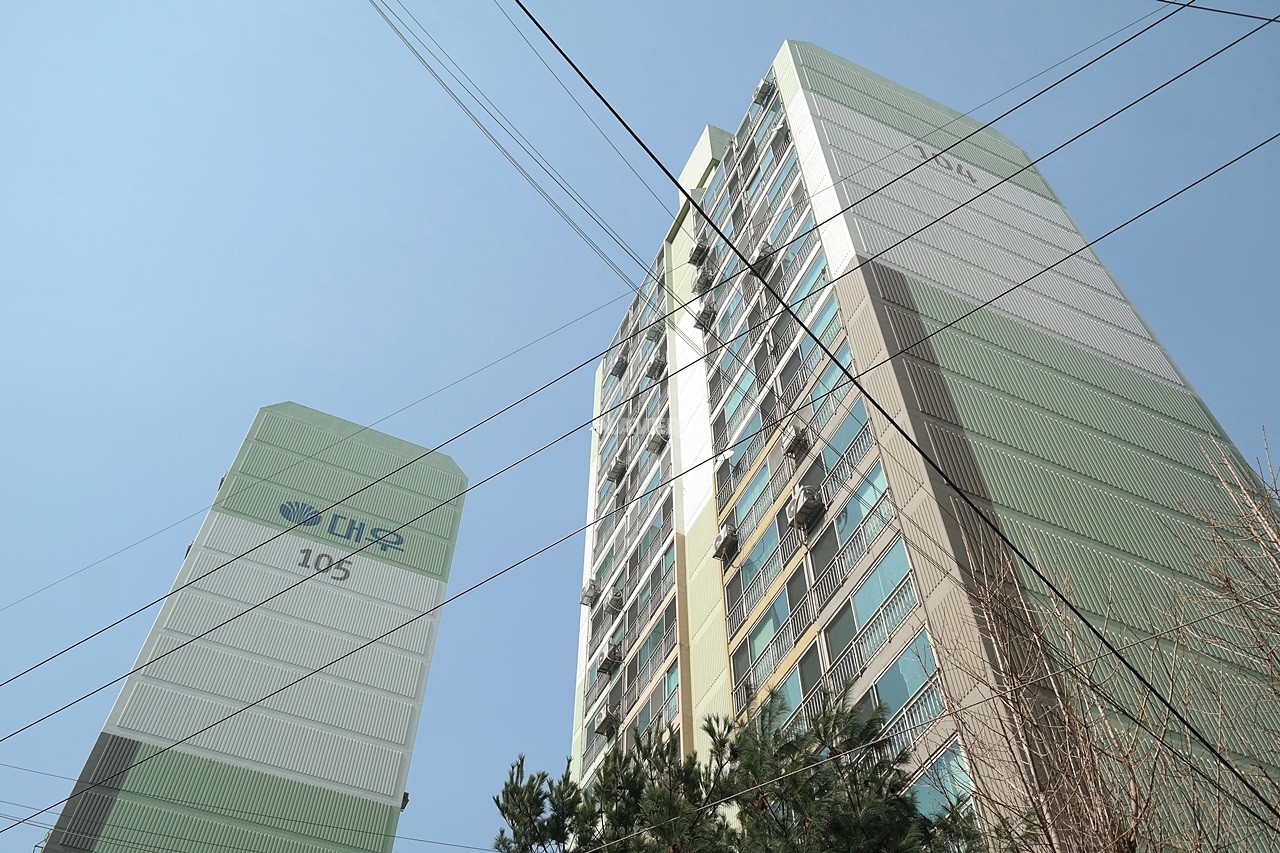 Building entrance with signage