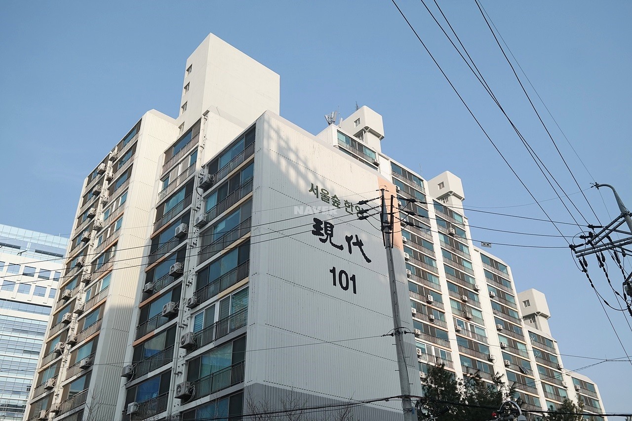 Building entrance with signage