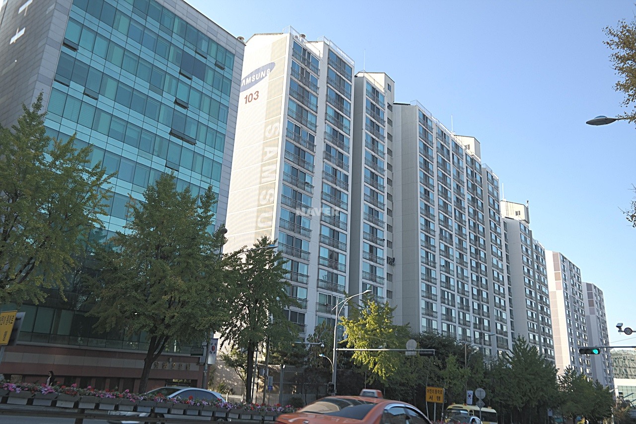 Building entrance with signage