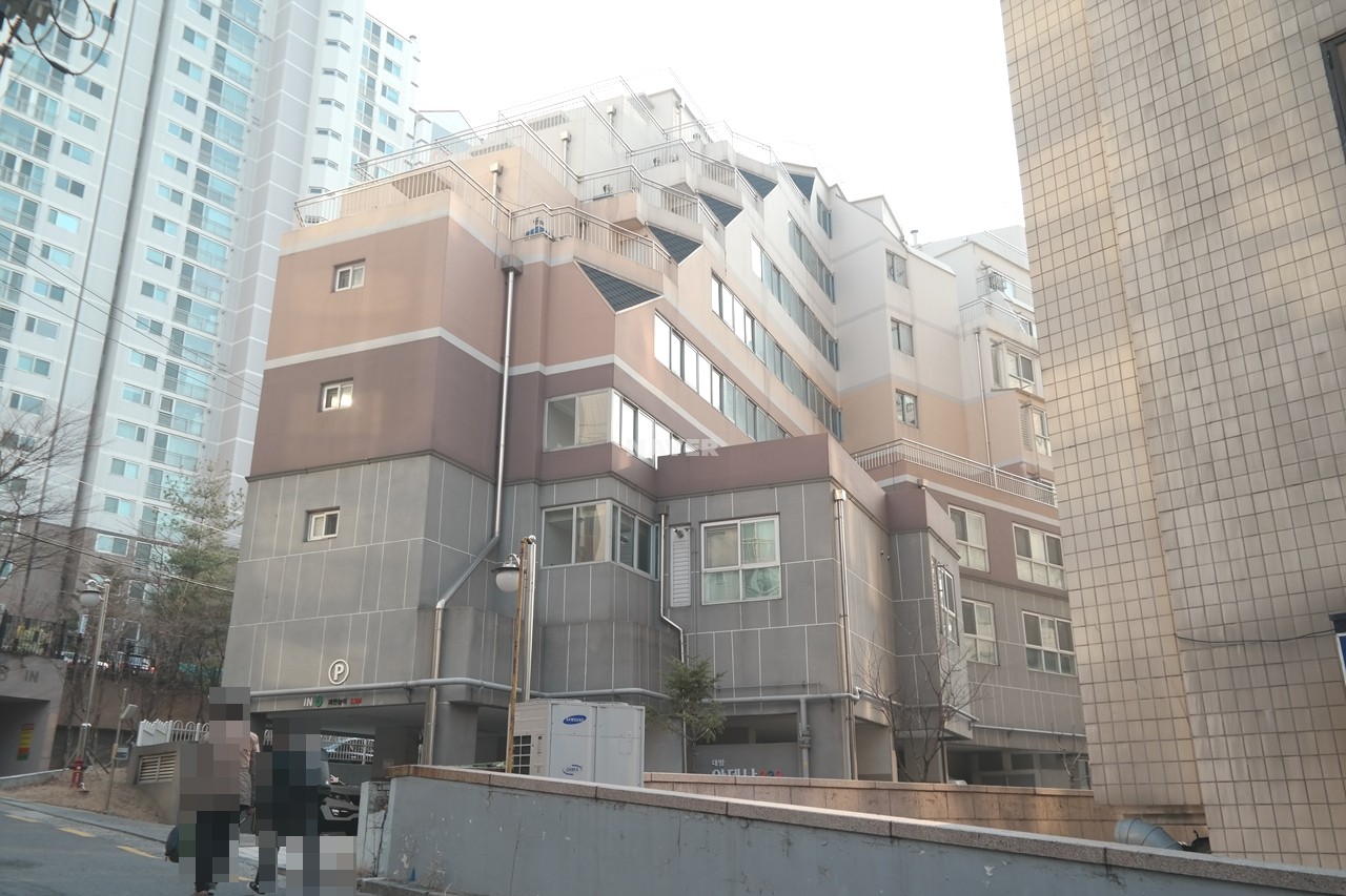 Building entrance with signage