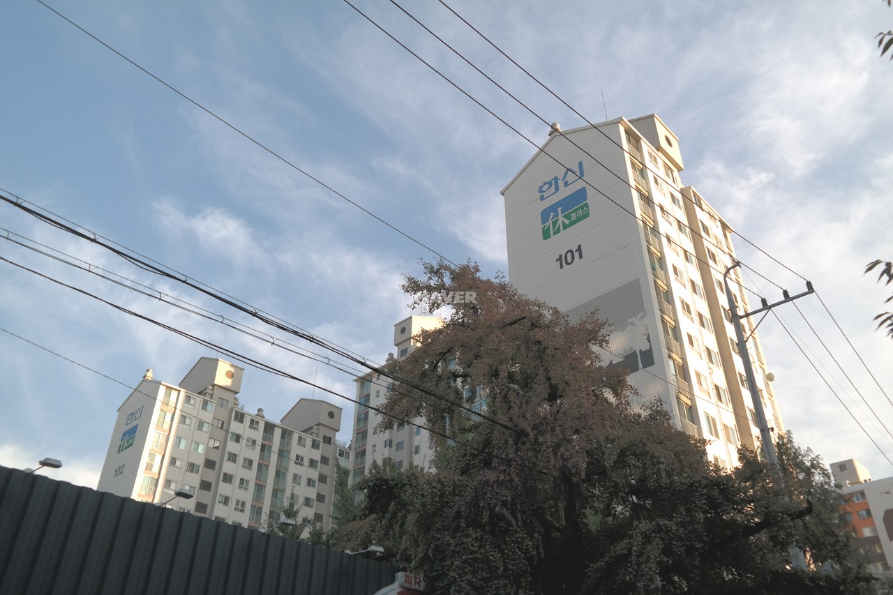 Building entrance with signage