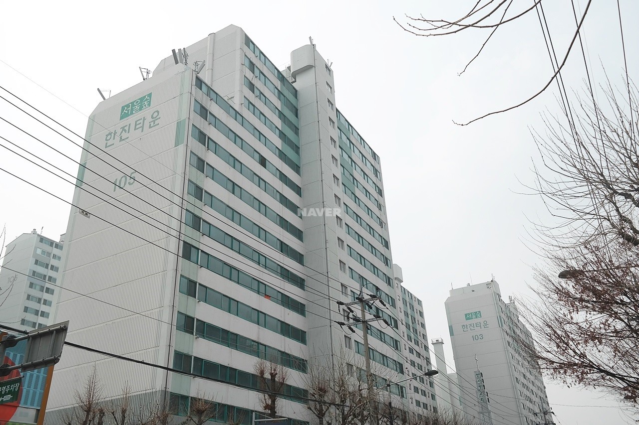 Building entrance with signage