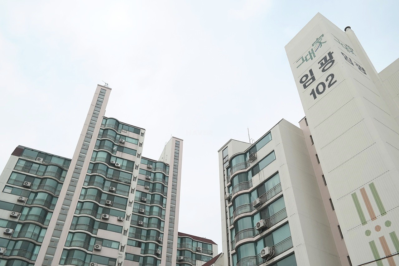 Building entrance with signage