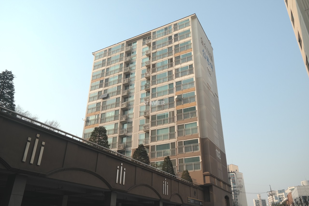 Building entrance with signage