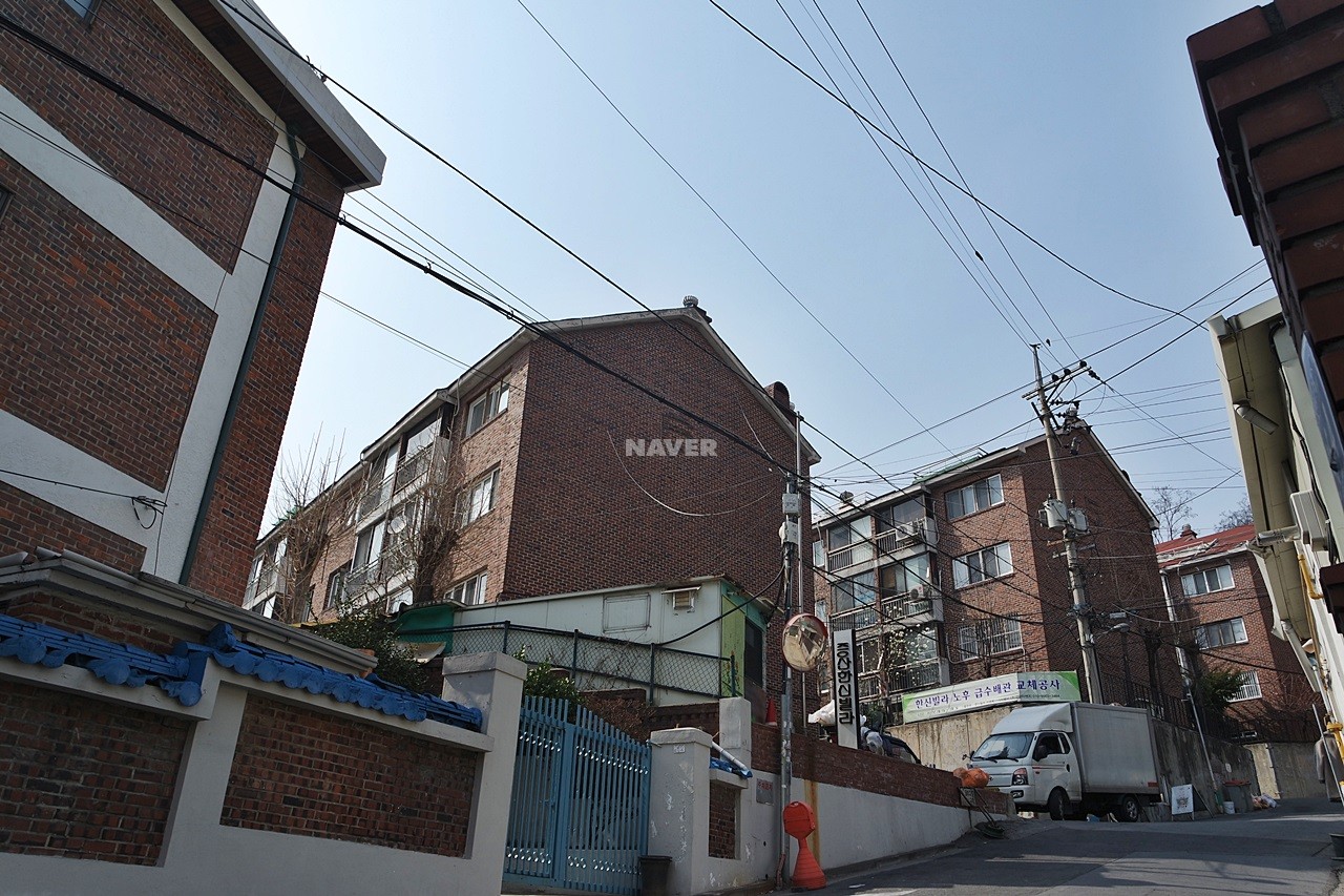 Building entrance with signage