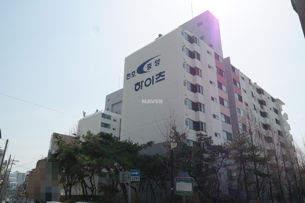 Building entrance with signage