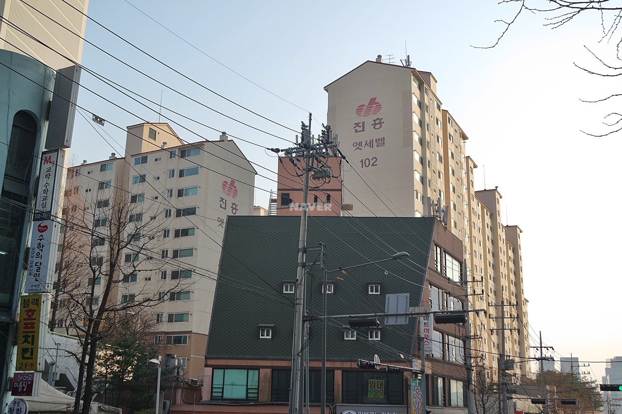 Building entrance with signage