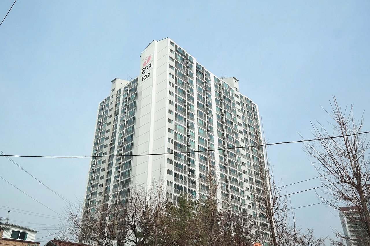 Building entrance with signage