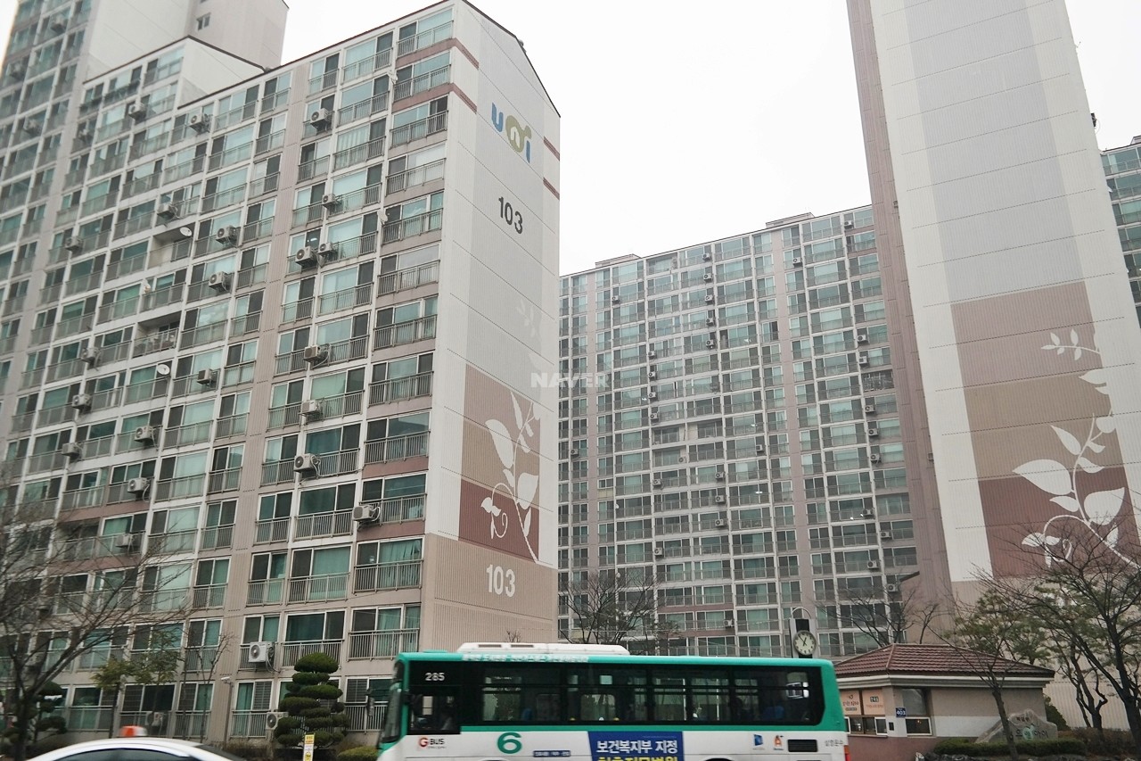 Building entrance with signage