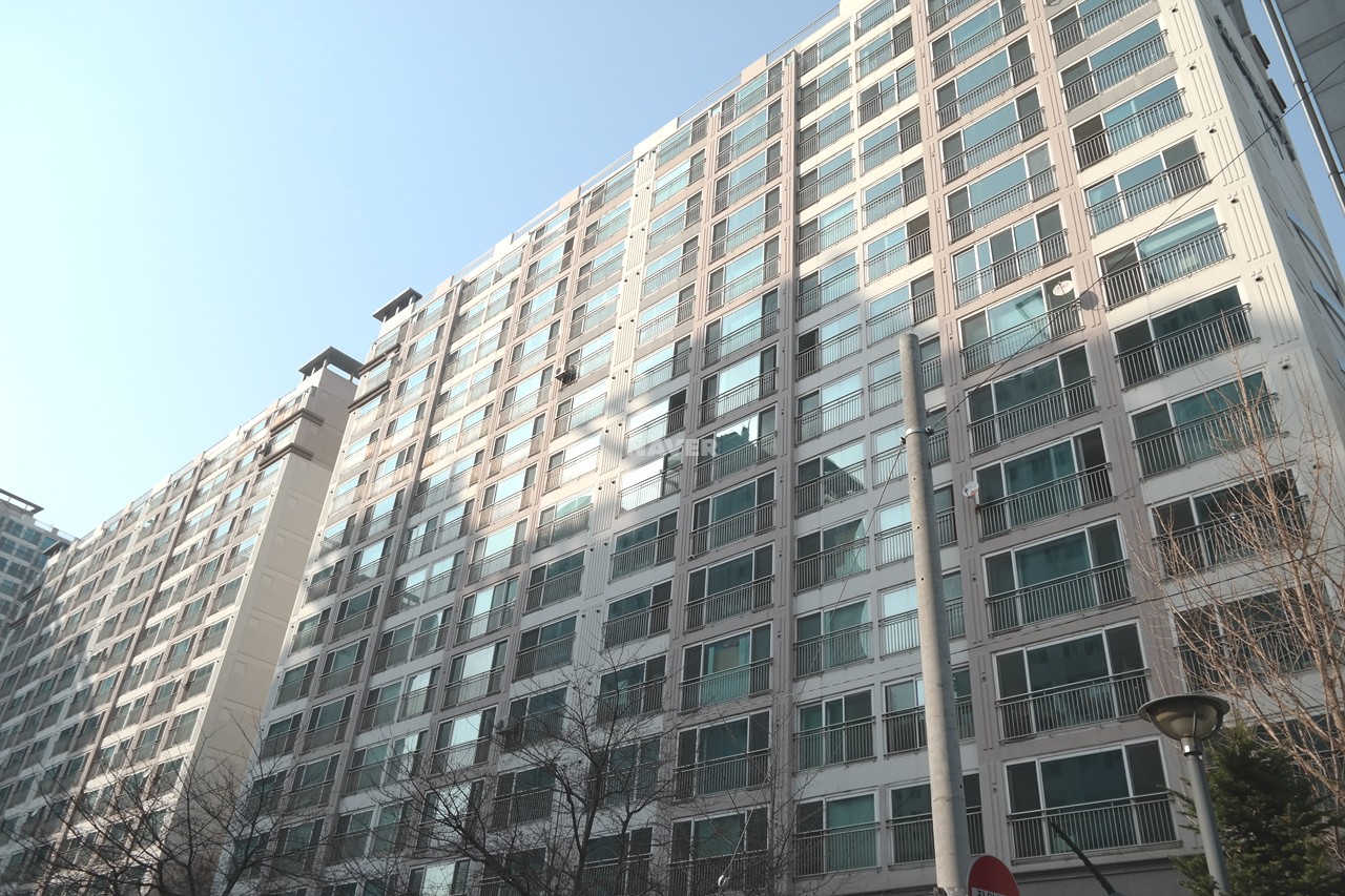 Building entrance with signage