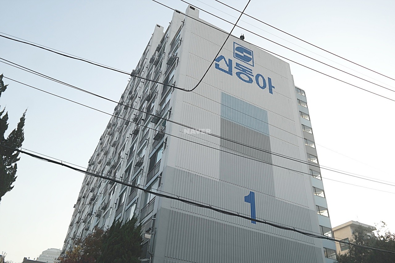 Building entrance with signage