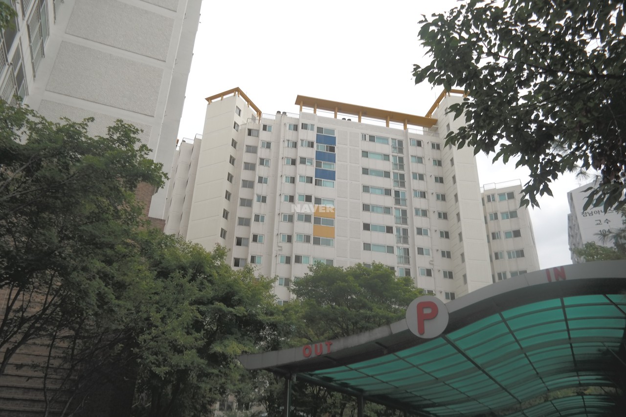 Building entrance with signage