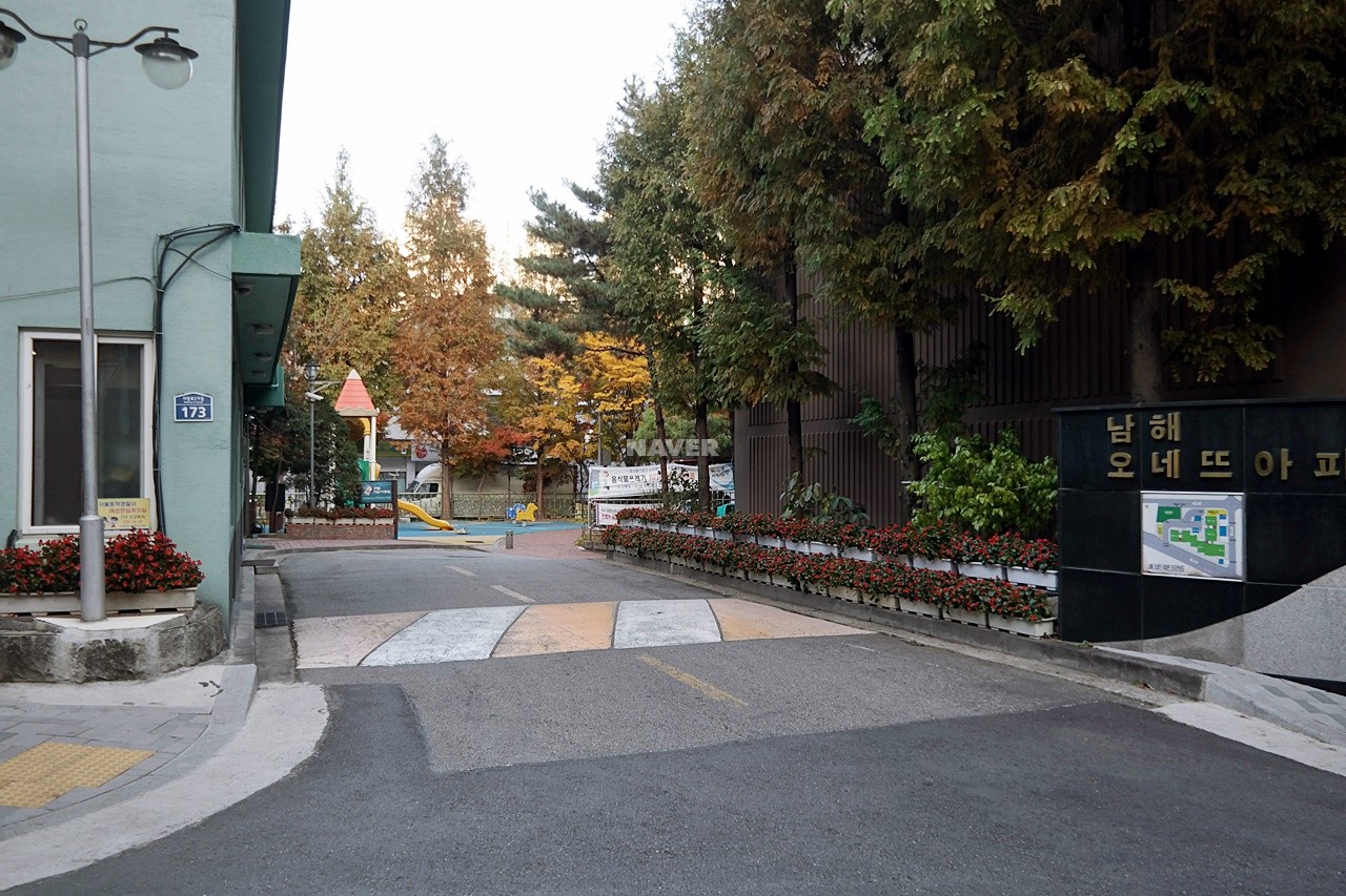 Building entrance with signage