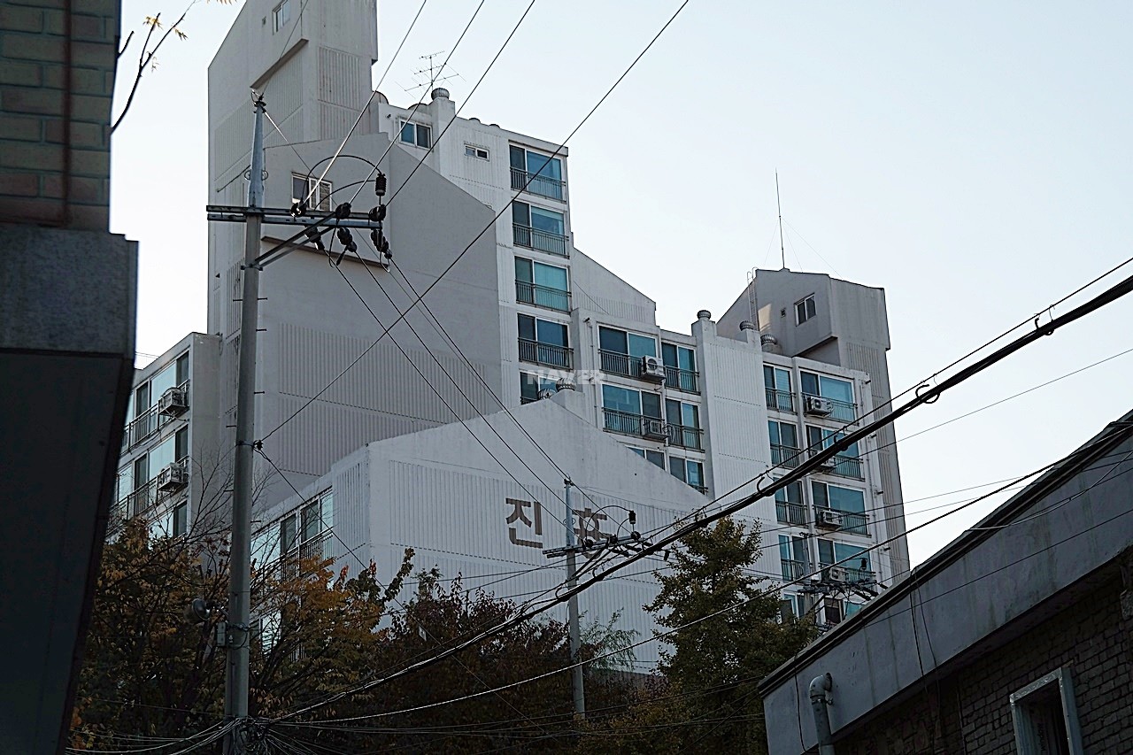 Building entrance with signage