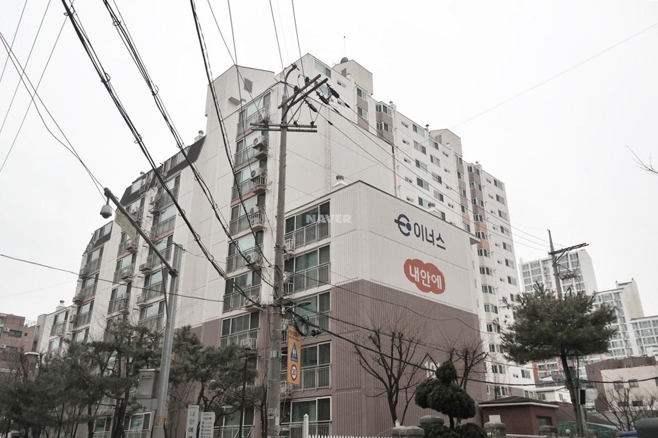 Building entrance with signage