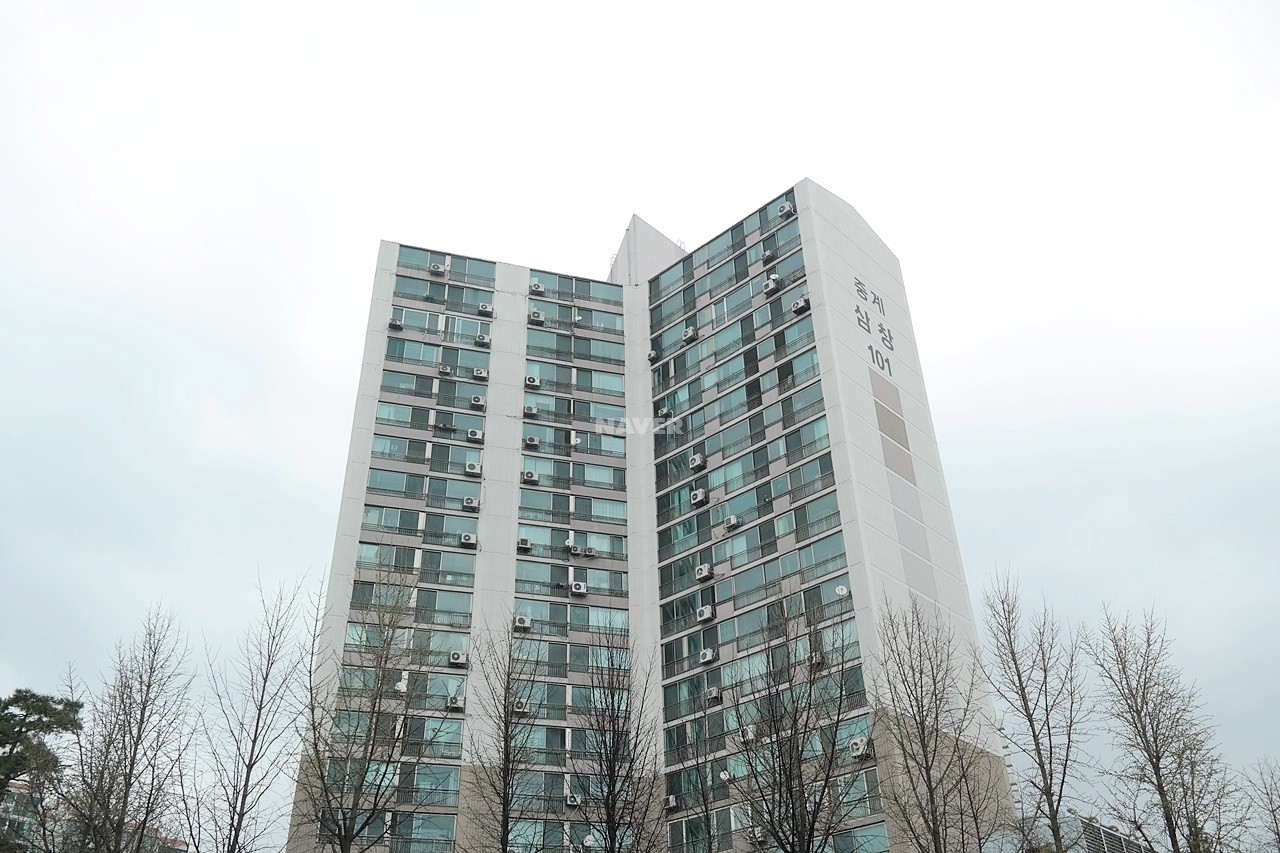 Building entrance with signage