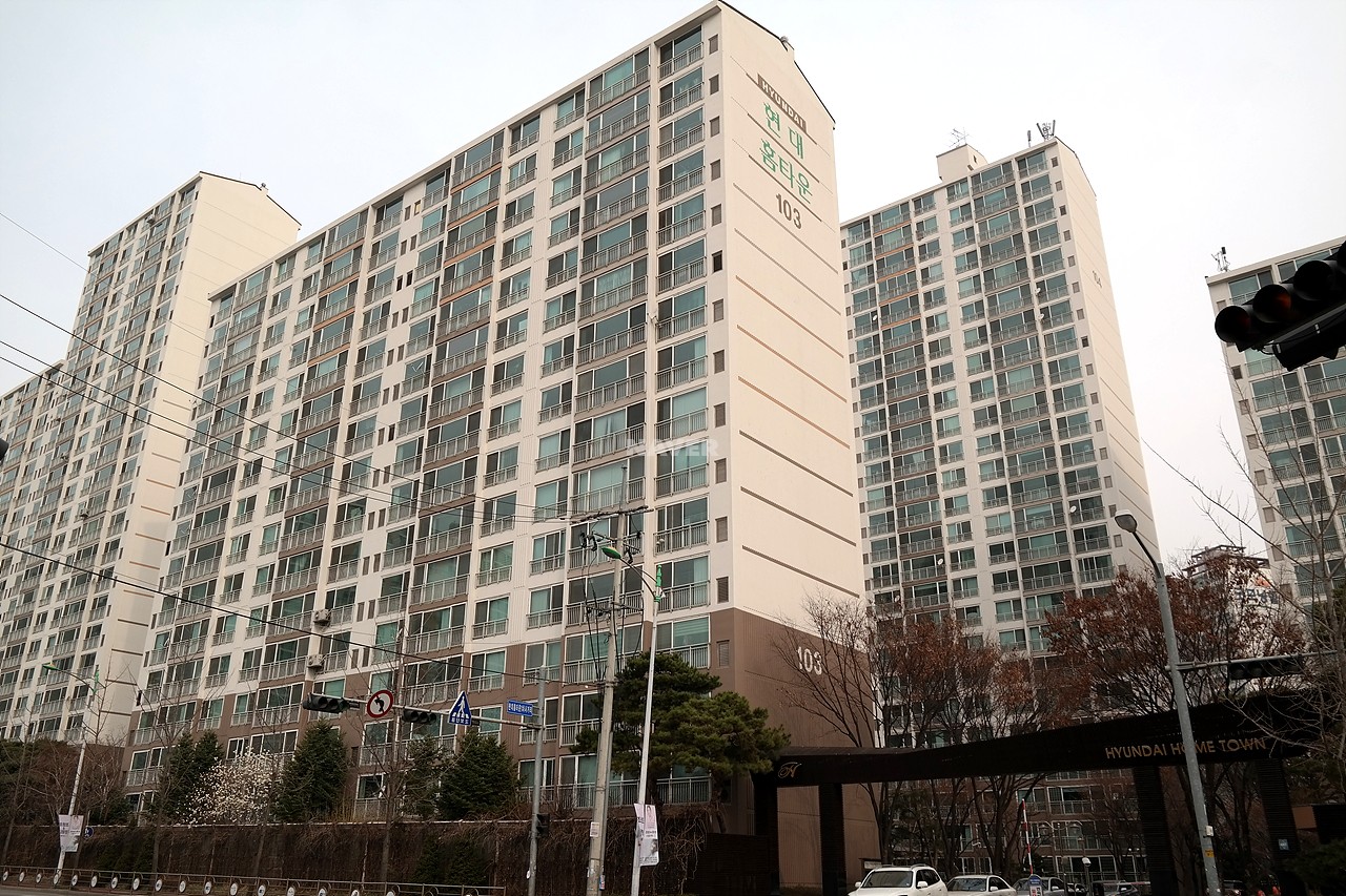 Building entrance with signage