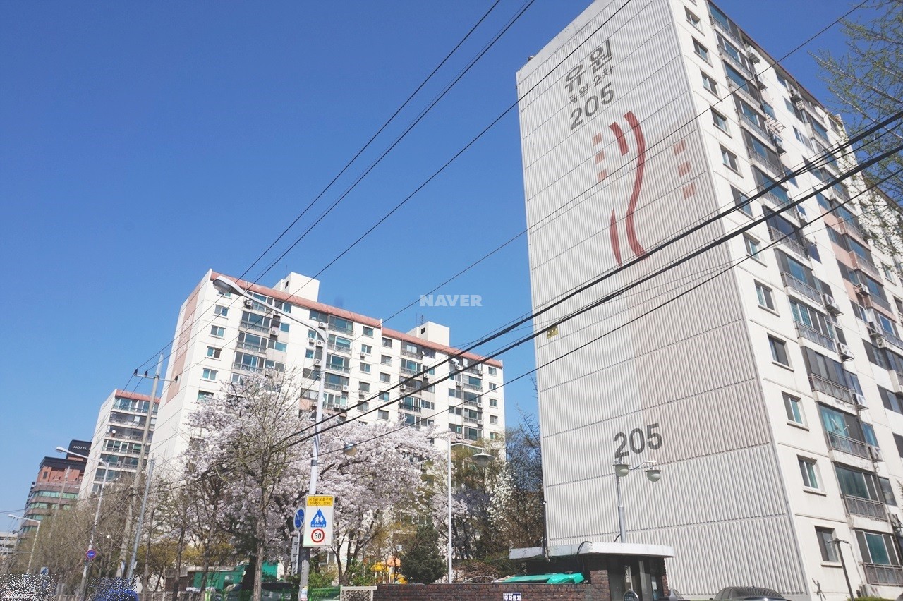 Building entrance with signage