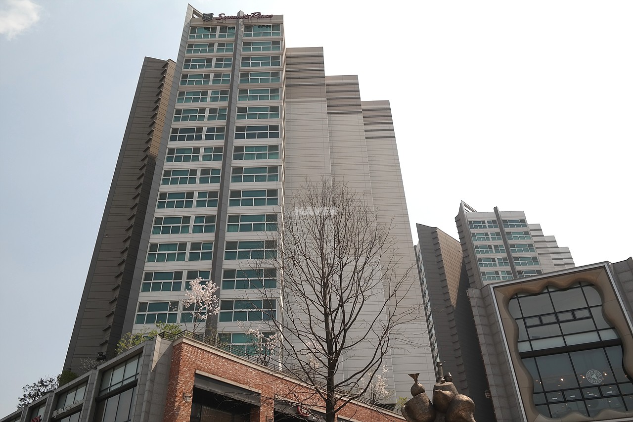 Building entrance with signage