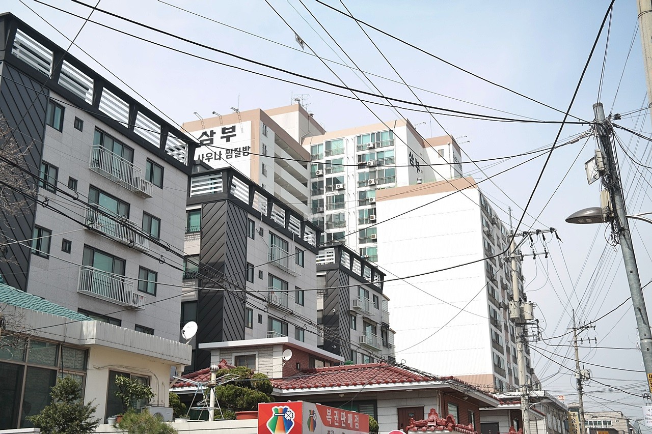 Building entrance with signage