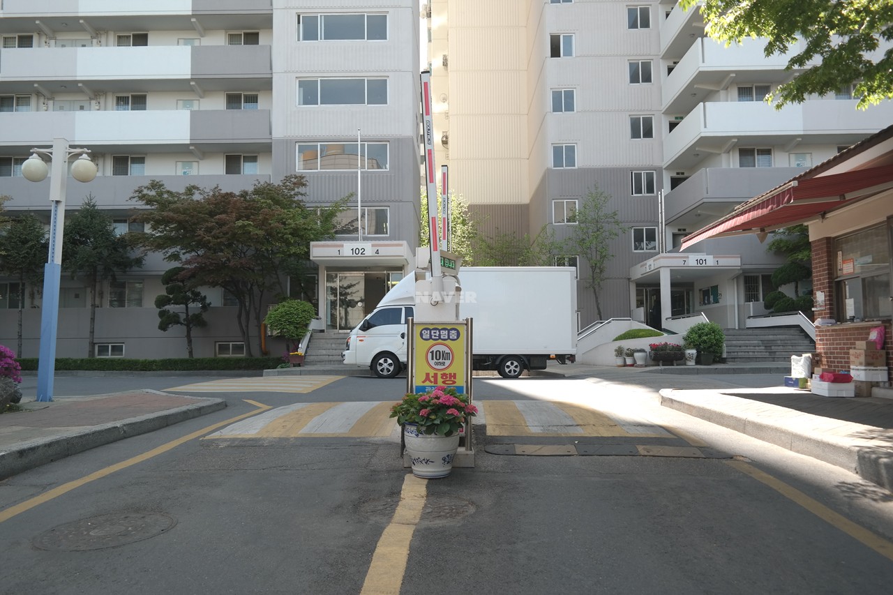 Building entrance with signage