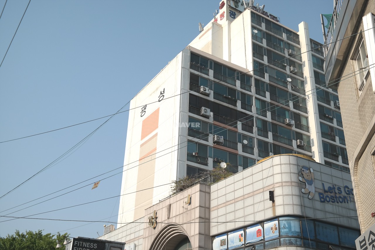 Building entrance with signage