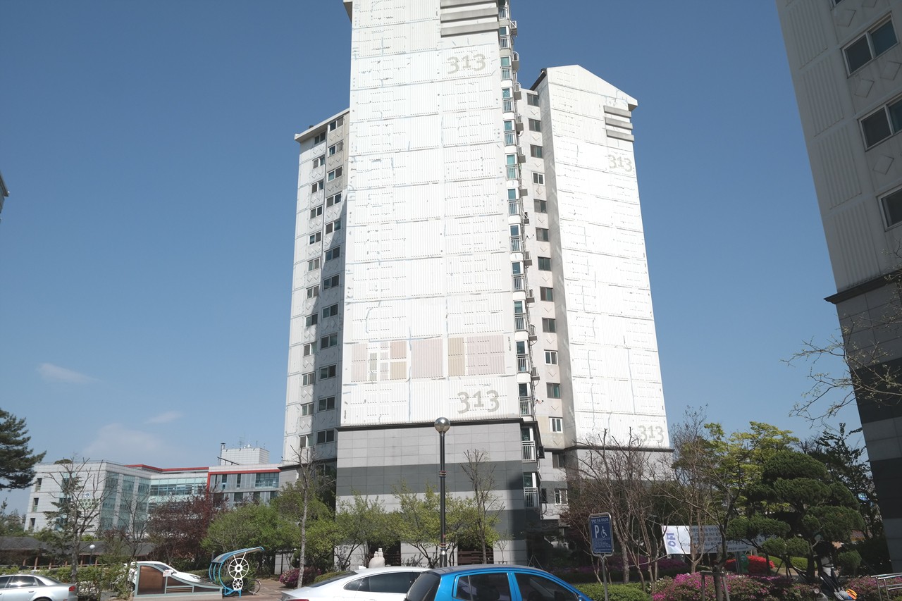 Building entrance with signage